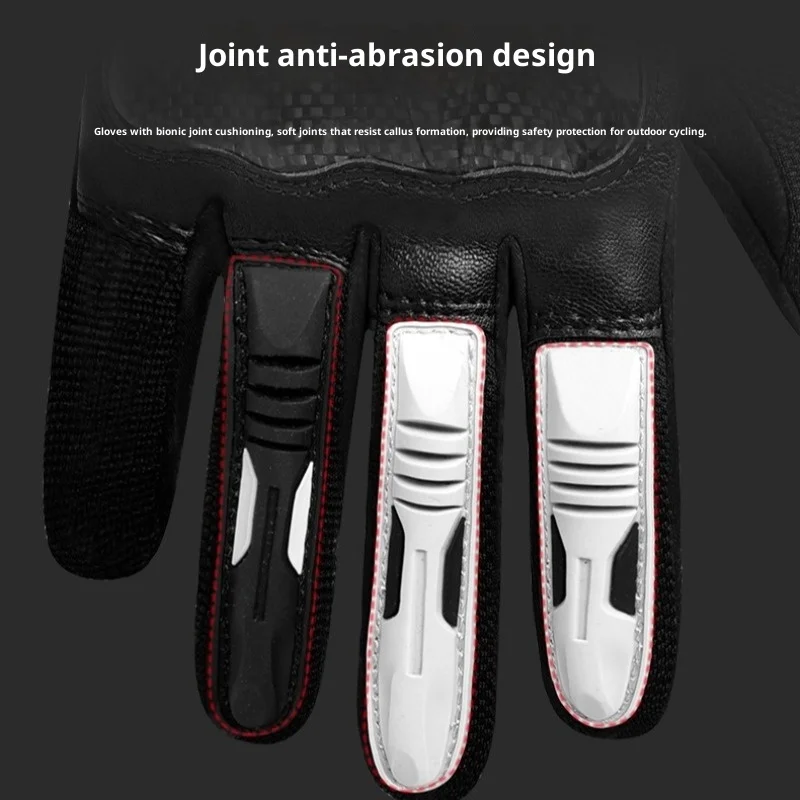 Carbon Fiber Motorcycle Gloves Four Seasons Touchscreen Riding Gloves Windproof Anti-Scratch Protective Gloves Cycling Racing