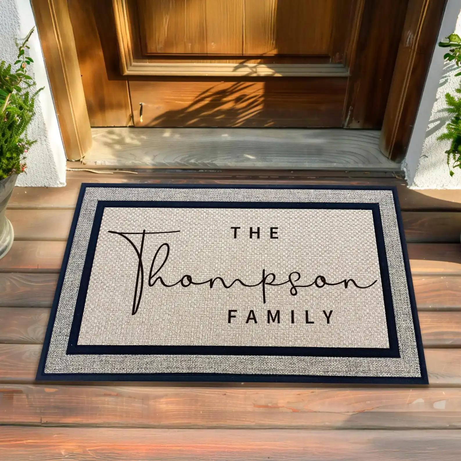 Personalized Family Name Doormat Trendy Fashion Modern Outdoor Rubber Welcome Mat Non-slip Super Absorbent Outdoor Hallway Mats