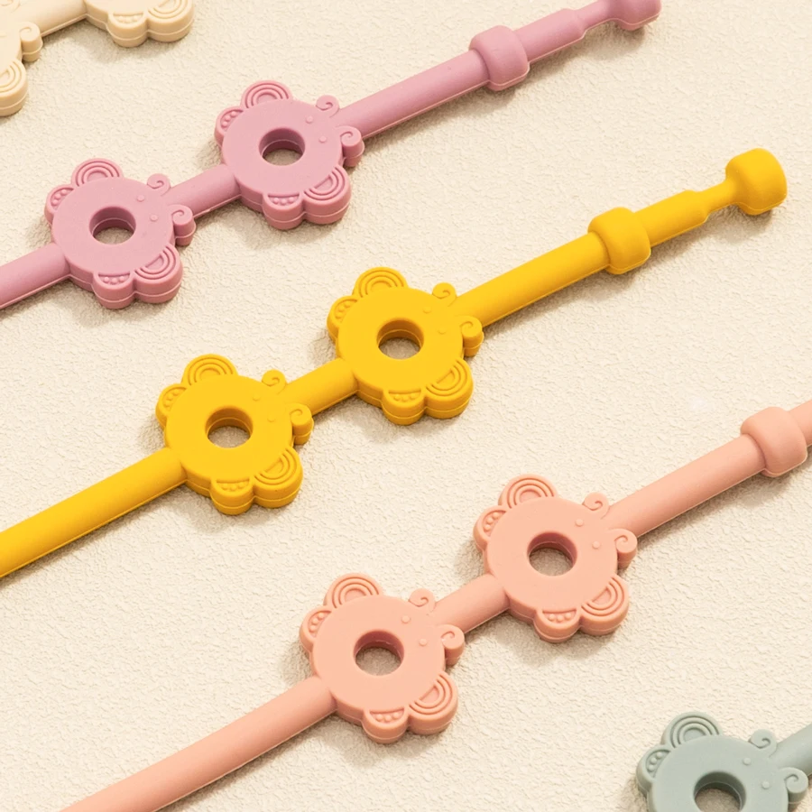 Baby Silicone Pacifier Clip Solid Color Soothing Pacifier Chain Cartoon Anti-loss Chain Teether Toys Baby Stroller Accessories