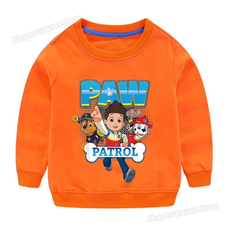 كارتون باو باترولز بلوزات الرقبة المستديرة للأطفال ربيع الخريف ارتداء هوديي لطيف أنيمي الشكل البلوز بوتيك الزي هدية