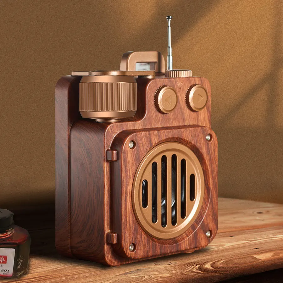 

Retro Fashion Creative Subwoofer Multi-function Plug-in Card Wireless Bluetooth Speaker Outdoor Portable Bass FM Radio Audio