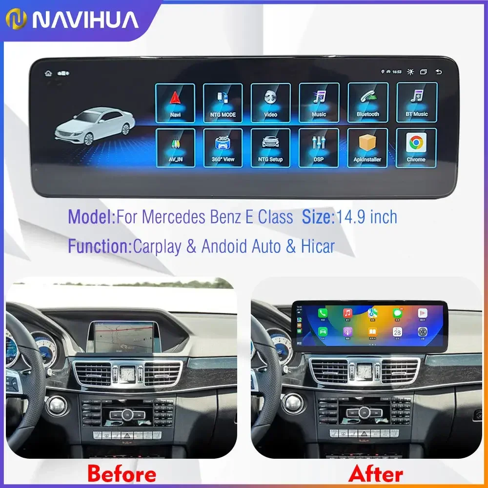 New Arrival 14.9'' New Design Multimedia Android Car Radio Auto Carplay Navigation Headunit For Mercedes Benz E Class W212 2013