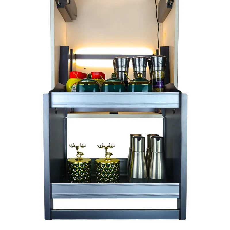 الجملة المطبخ المنزلية خزانة رفع كهربائي خزانة حائط خزانة سحب سلة تخزين الرف الفولاذ المقاوم للصدأ سعة كبيرة #1