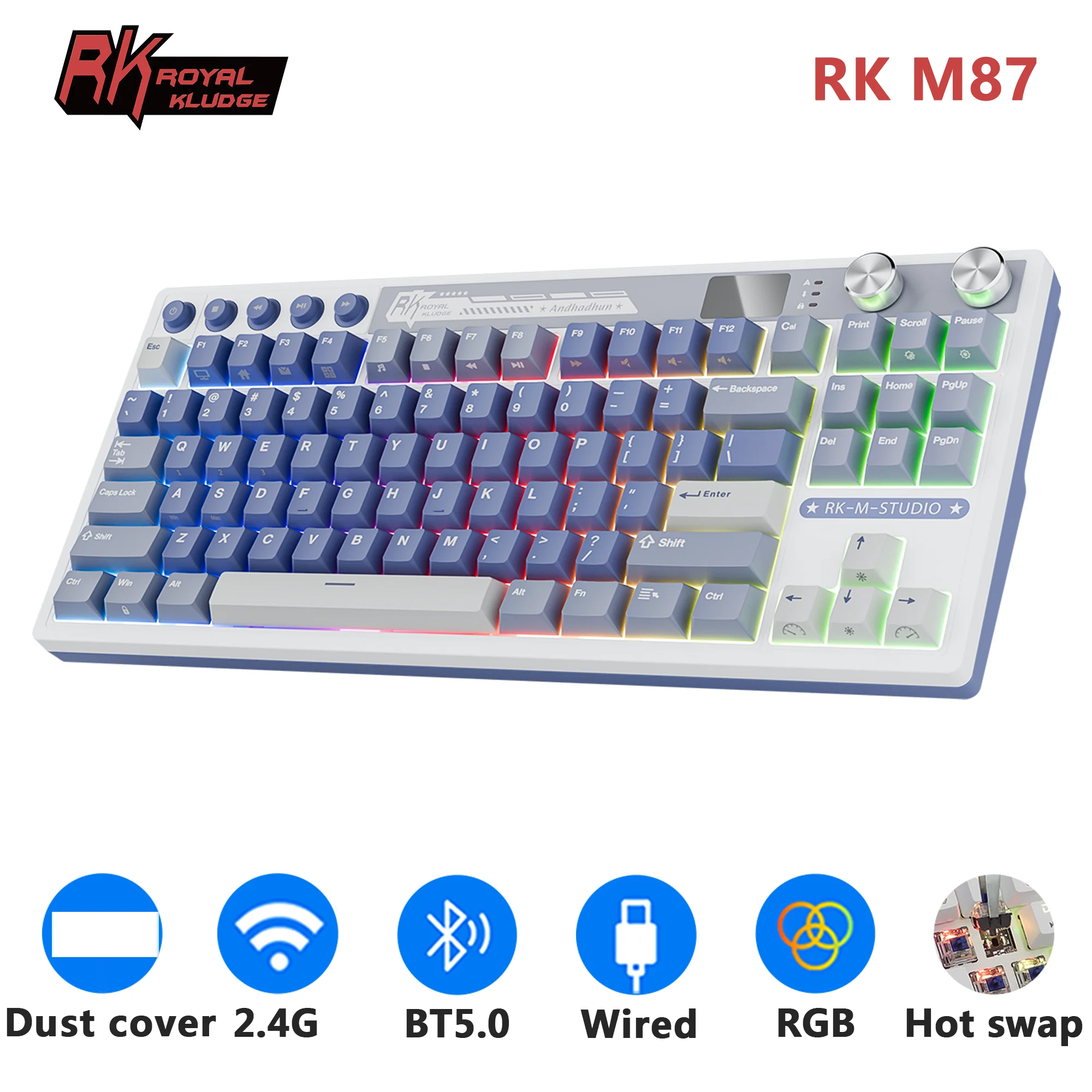 M87 RK ROYAL KLUDGE メカニカルキーボード ワイヤレス/Bluetooth/2.4G M87 RK ROYAL KLUDGE メカニカルキーボード ワイヤレス/Bluetooth/2.4G
