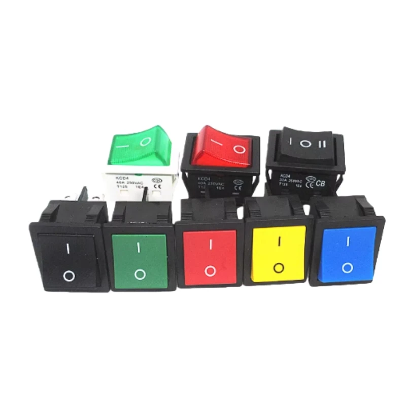 KCD4 High Current Rocker Switch 30A/40A | 4/6 Pin 2 Gear SPDT for Welder Machine | Illuminated Red/Green LED