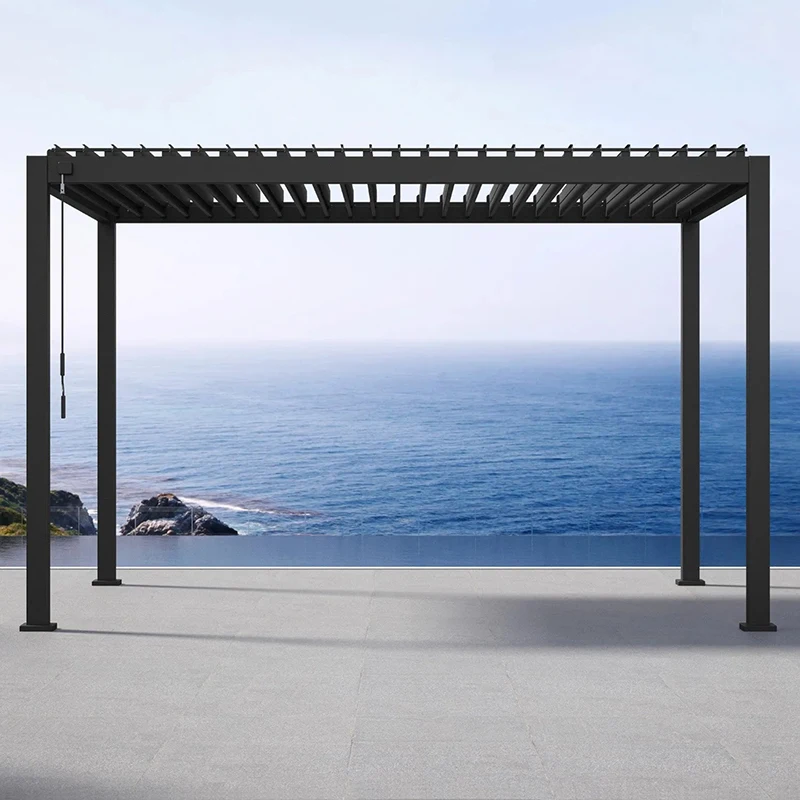 Multi-Functional Aluminum Alloy Louvered Roof Pergola Waterproof Canopy Gazebo Metal System for Patio Garden Kitchen