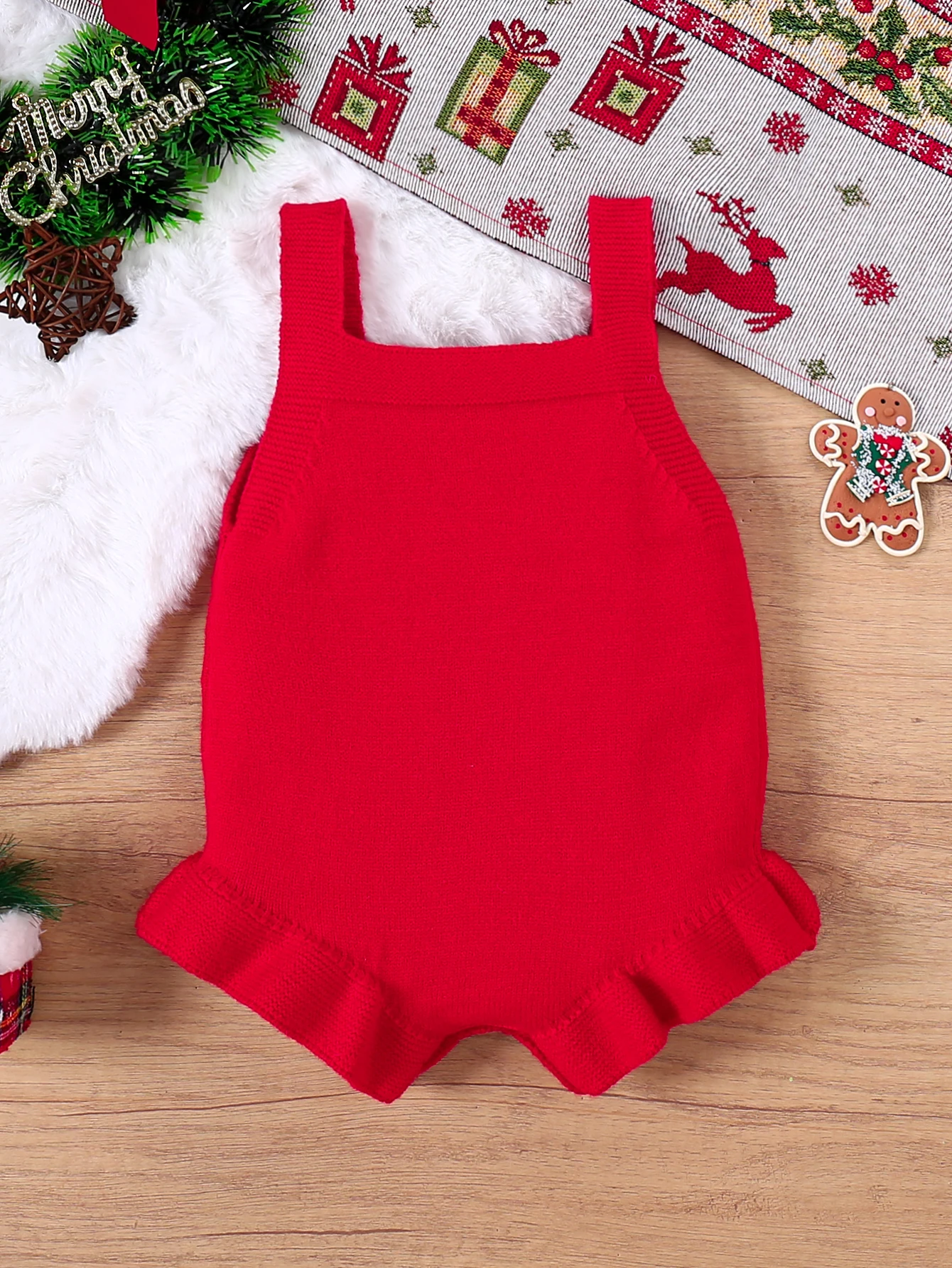 Santa Children\'s Clothing Baby Girl Romper Sweater Christmas Letter Embroidery Infant Camisoles Jumpsuit