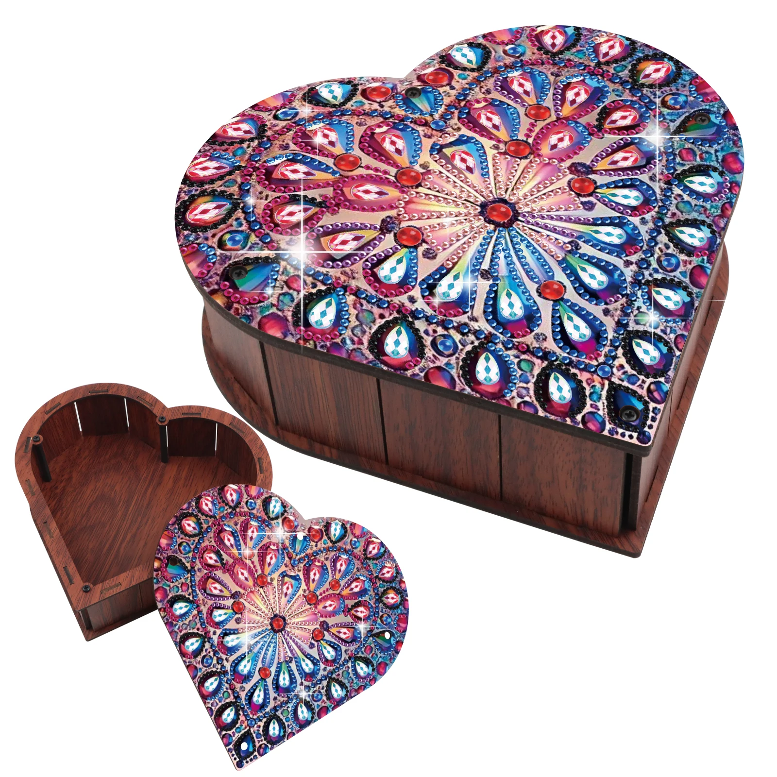 

Diamond Painting Heart Shaped Box Kit,Colorful Theme Diamond Art Special Shape Diamond Art Decoration Creative for Handmade Gift