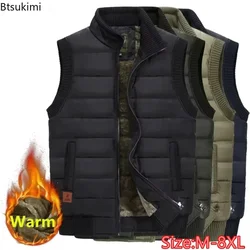 Big Size Outdoor Vest for Men Autumn Winter Plush Thickened Warm Casual Waistcoat Men Fleece Lined Thermal Sleeveless Jacket 8XL