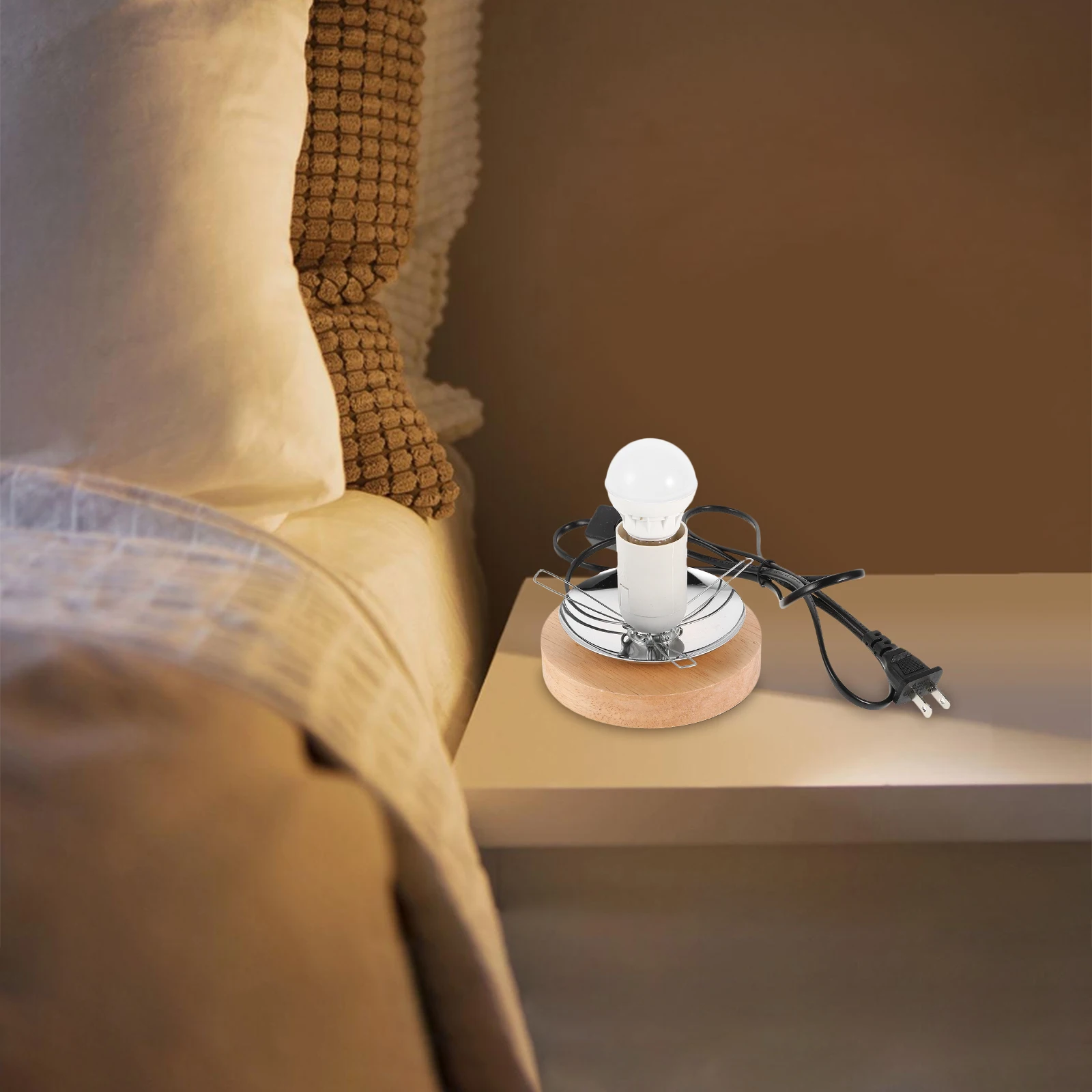 

Wooden Table Base E27 Light Bulb Diy Assembly Natural Durable Replacement Holder For Home Office Small Desk Clip Clamp Light