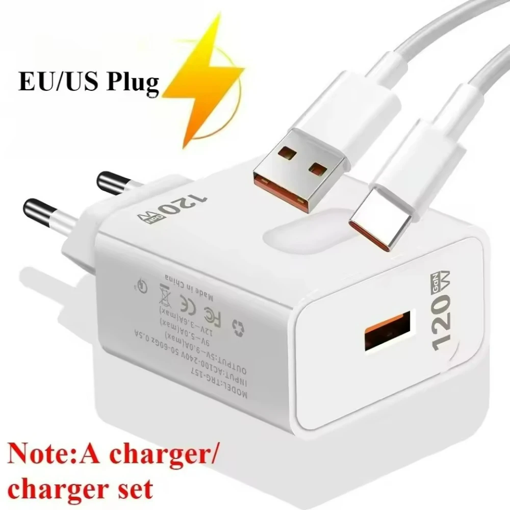 GaN USB Charger 120W Super Fast Charging Mobile Phone High Speed Charger USB QC3.0 Phone Power Adapter For Xiaomi Huawei Samsung
