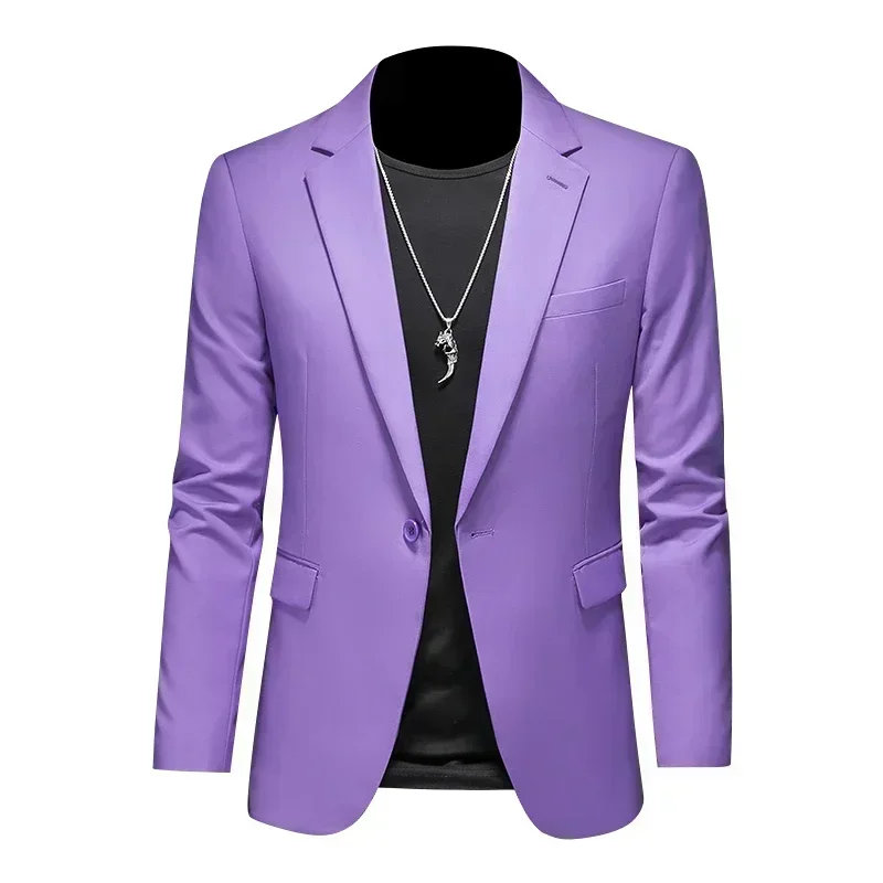 Blazer informal de negocios a la moda para hombre, chaqueta ajustada de Color sólido en negro, blanco, rojo y verde, traje de fiesta para novio y boda, abrigo M-6XL