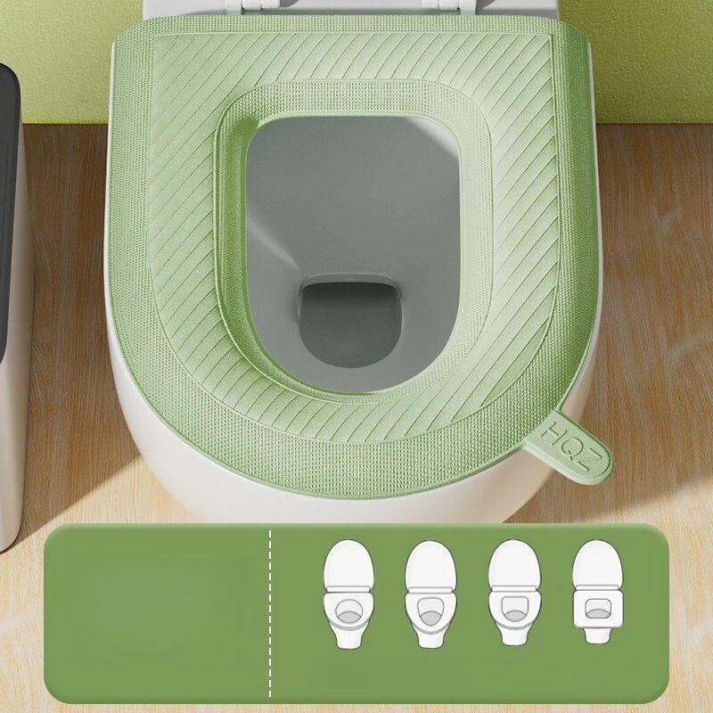 Waterproof Toilet Seat Cushion All Season Universal Toilet Silicone Foam Ring Wash Free Paste Portable Toilet Cover