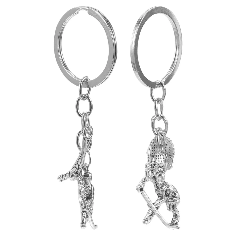 

2pcs Ice Hockey Keychain Durable Metal Sports Charms for Athletes Backpack Key Ring Field Hockey Accessories Souvenirs