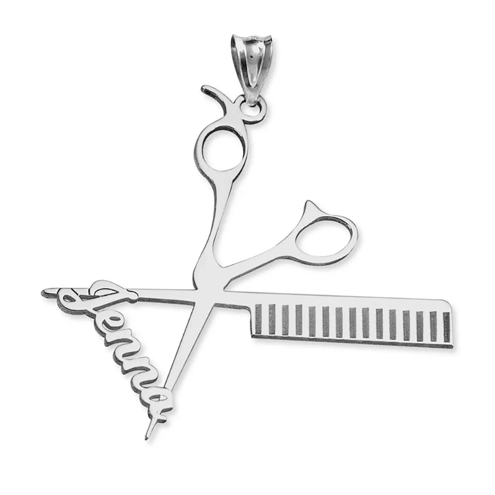 Mini-Wereld Dinty Kapper Hanger Aangepaste Naam Ketting Roestvrij Staal Gepersonaliseerde Sieraden Geven Mannen Vrouwen Anniversary Gift