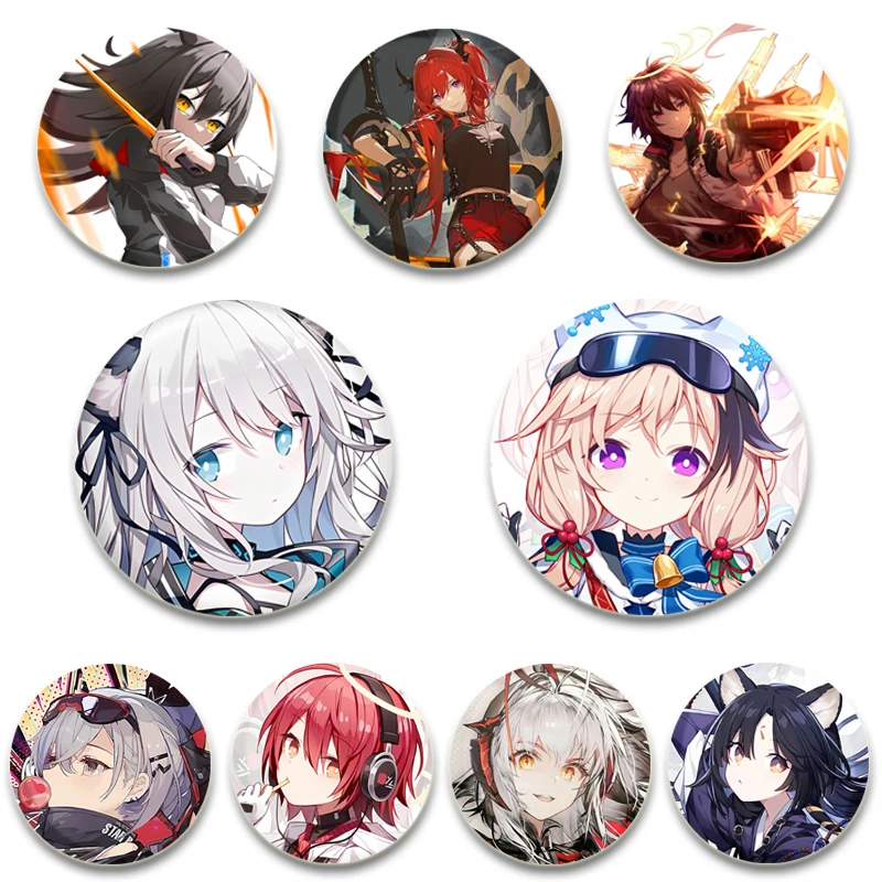 58/44/32MM Anime Arknights Button Pin Cartoon Character Amiya Mostima Texas Brooch Badge for Backpack Accessories Decor