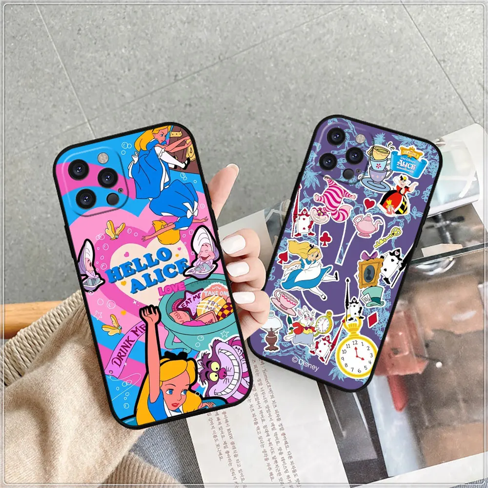 Disney Alice in Wonderland Cheshire Cat Phone Case For Apple iPhone 15 14 16 13 12 11 Pro Max Mini 8 7 XS XR SE Silicone Cover