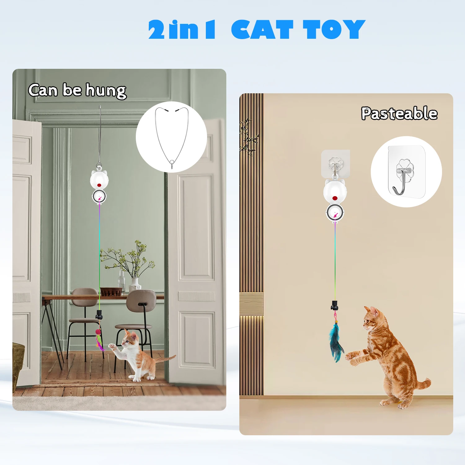 Self-Play Hanging Door Cat MouseToys for Indoor Cats Kitten Interactive Cat Mice Toys for Hunting Exercising Eliminating Boredom