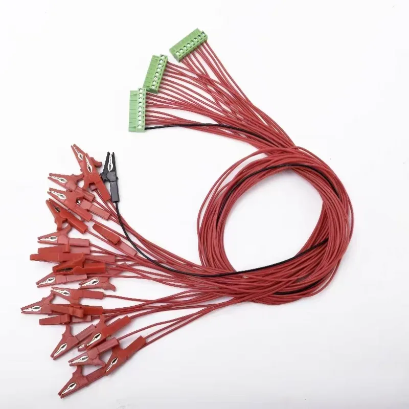24S Battery Equalizer Cable, 4A/6A/8A Alligator Clip Balance Wire, 5.08mm Pitch Terminal, High Temperature Resistant, 1m Length