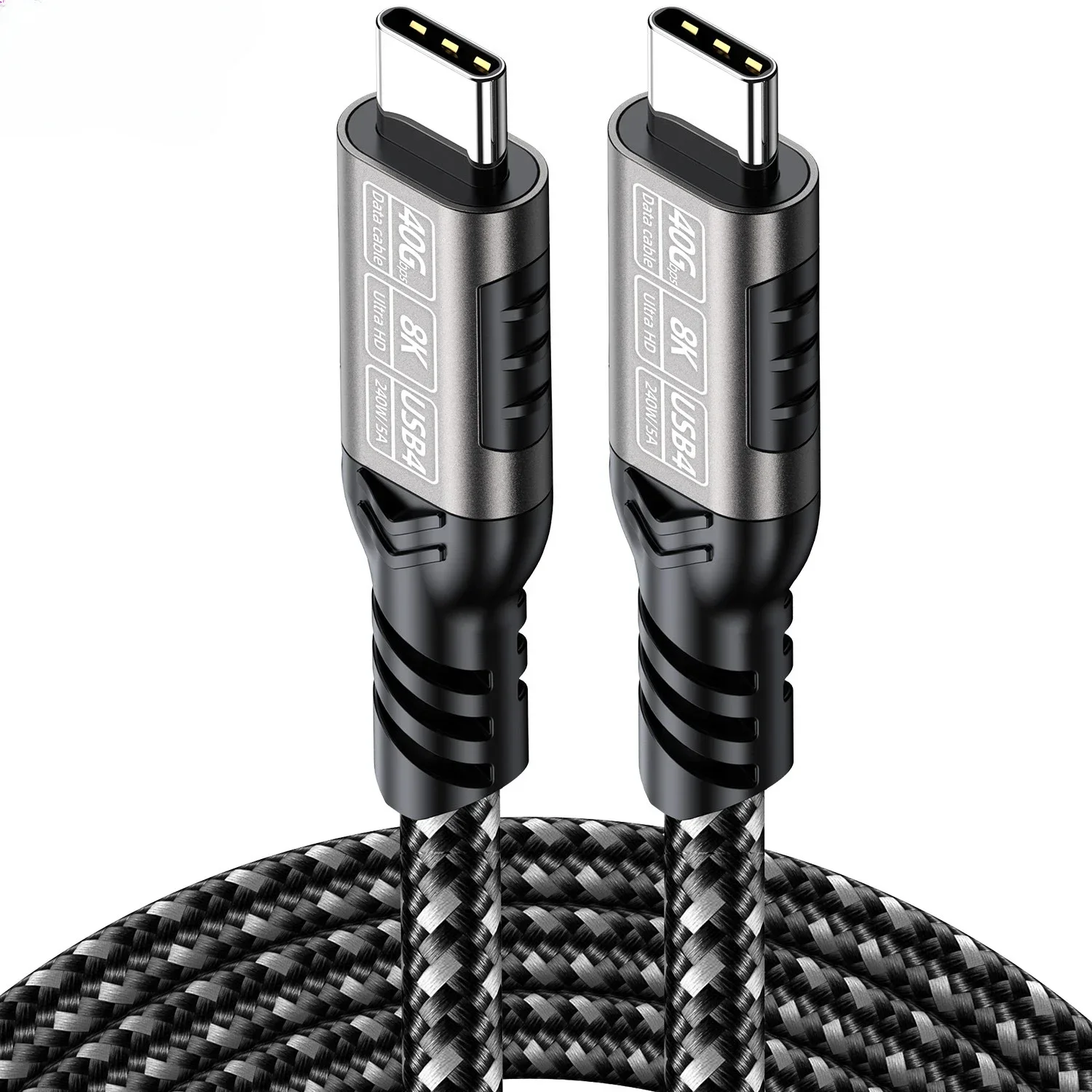 كابل بيانات USB 5 USB-C من النوع C مزدوج الأطراف C إلى C UHD 16K 80Gbps نقل عالي السرعة 240 وات 5A 48 فولت كابل فيديو شحن سريع TB5