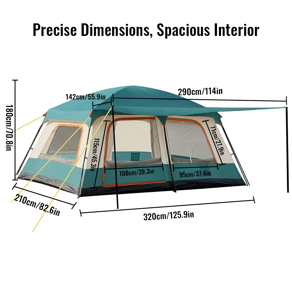 Carpa de Camping Familiar para Exteriores, Portátil, Plegable, Impermeable, para 4-6 Personas, con Bolsa de Almacenamiento, para Viajes de Picnic en Auto