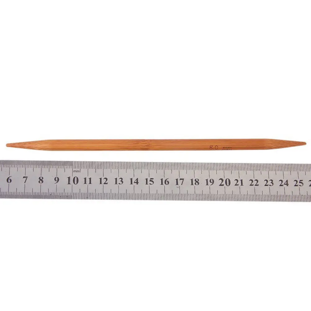 Bamboo Double-Pointed Knitting Needles 15-Piece Set, 20cm, 2.0–10.0mm, Carbonized Smooth Finish