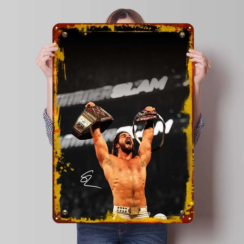 Seth Rollins Tinplate Sign Sports Poster Decorations for Home Decor Items Custom Metal Signs for Wall Art Decoration Retro Room