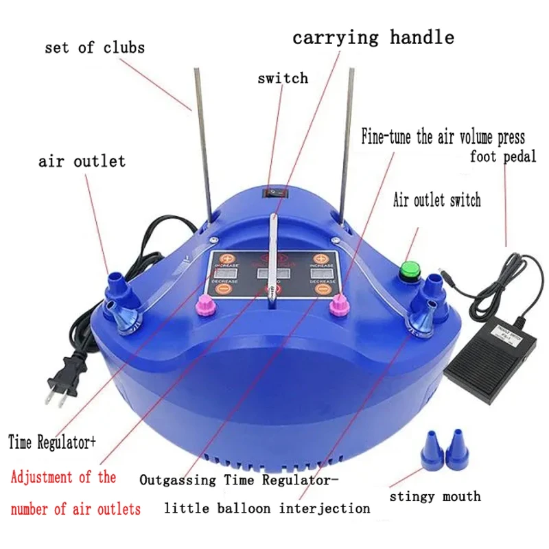 Imagem -04 - Inflator Quantitativo do Balão da Bomba Elétrica do Balão da Precisão de Cd608 220v com Interruptor do pé do Contador do Temporizador de Digitas