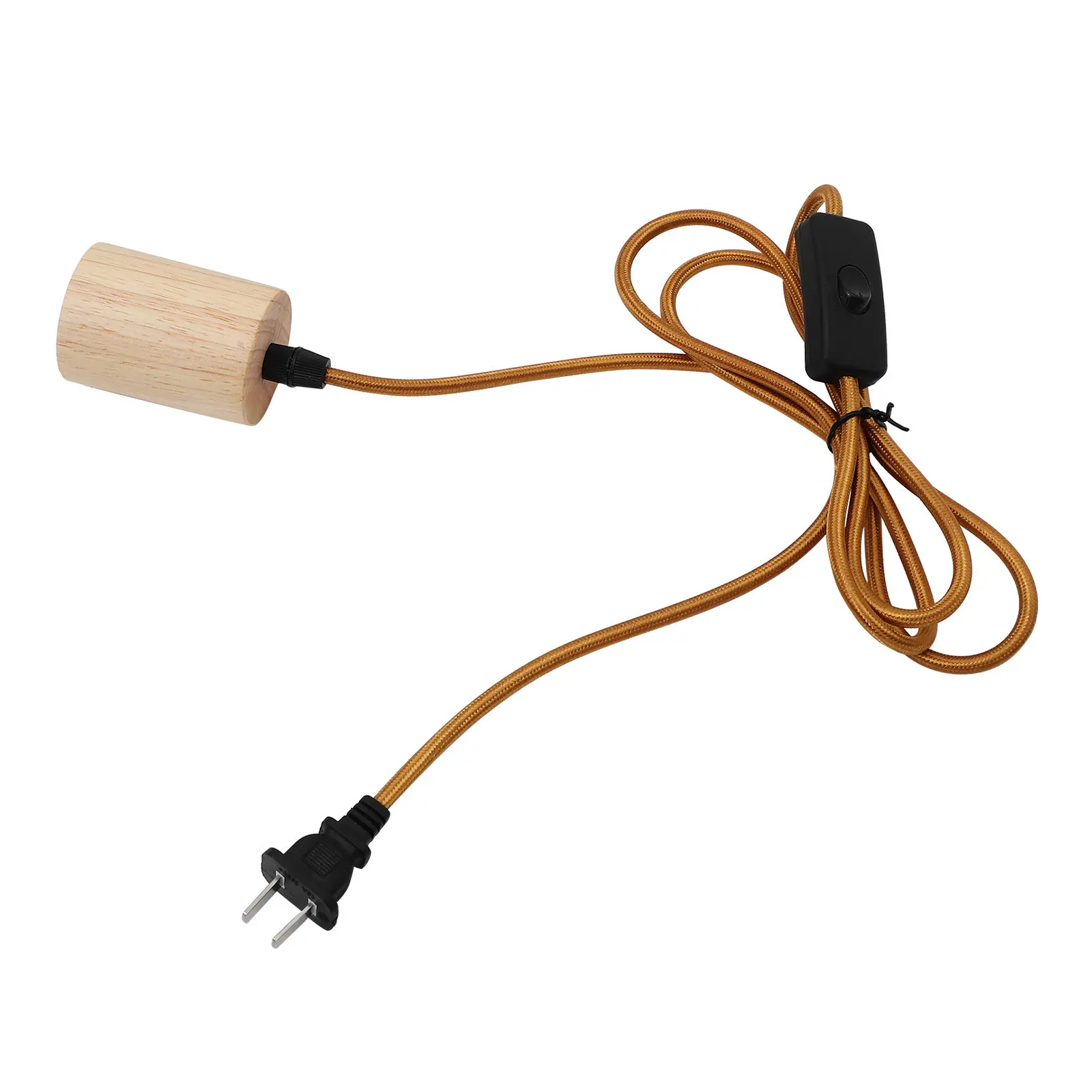 

Adjustable Vintage Pendant Light Cord Hanging Lamp Socket with Wood Cap and Braided Rope for Home Bar Cafe Lighting E27 Bulb