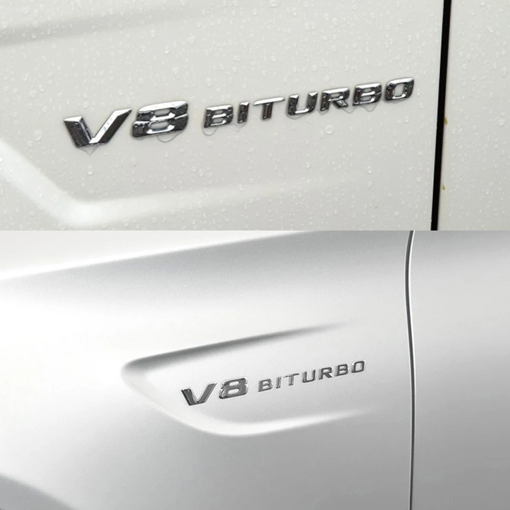 ABS V8 BITURBO 4matic Turbo Emblem Sticker Body Tail Side Decor For Mercedes Benz G S R C E A Class GLA GLK C180 E300 S200 W206