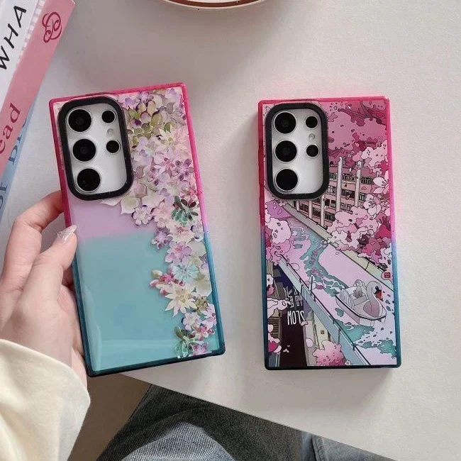 Flowers Colorful Border Case for Samsung Galaxy S25 + Plus S24 S23 Ultra S25U Protective Case