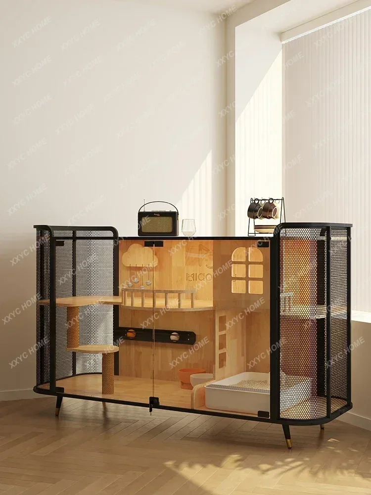A Cat Villa Shared Cabinet Luxury Solid Wood Large Space Multi-layer Cat Nest Pet Store Cat Coffee Bar