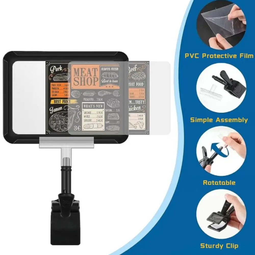 High Quality Plastic Price Tag Clip A4/A5 Color Label Sign Holder Rotatable Merchandise Price Display Clip Supermarkets