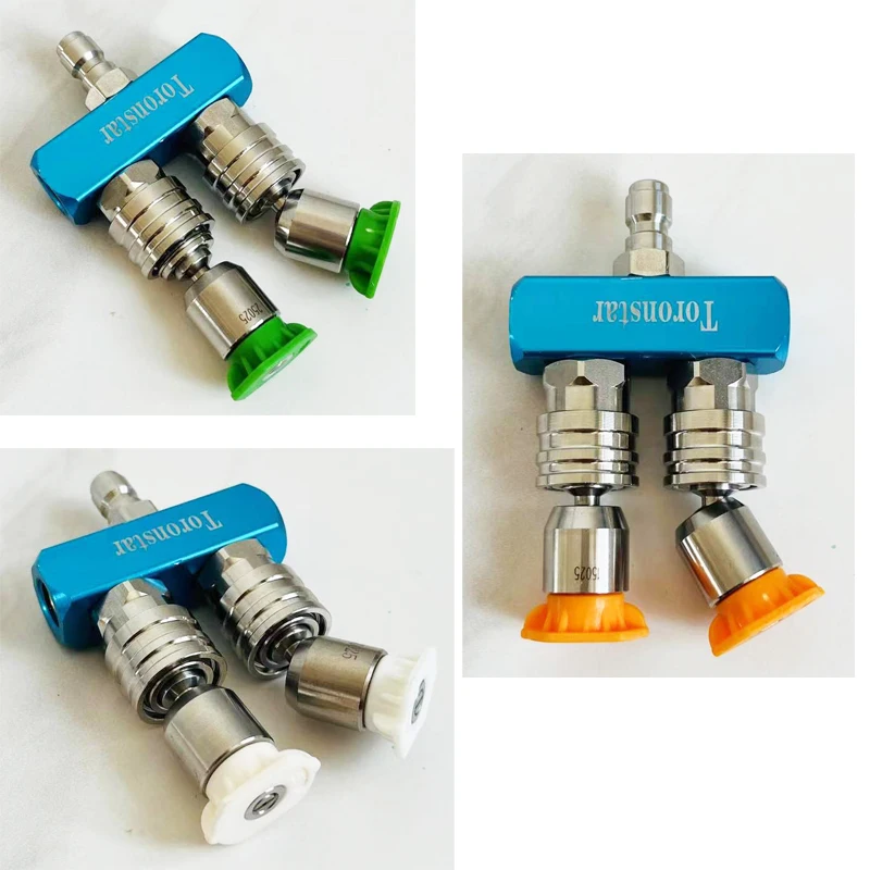 High Pressure Washer Double Nozzle Quick ConnectorsTransfer Rod Two Head Car Wash Joint Two Double Row 1/4 Quick Connector