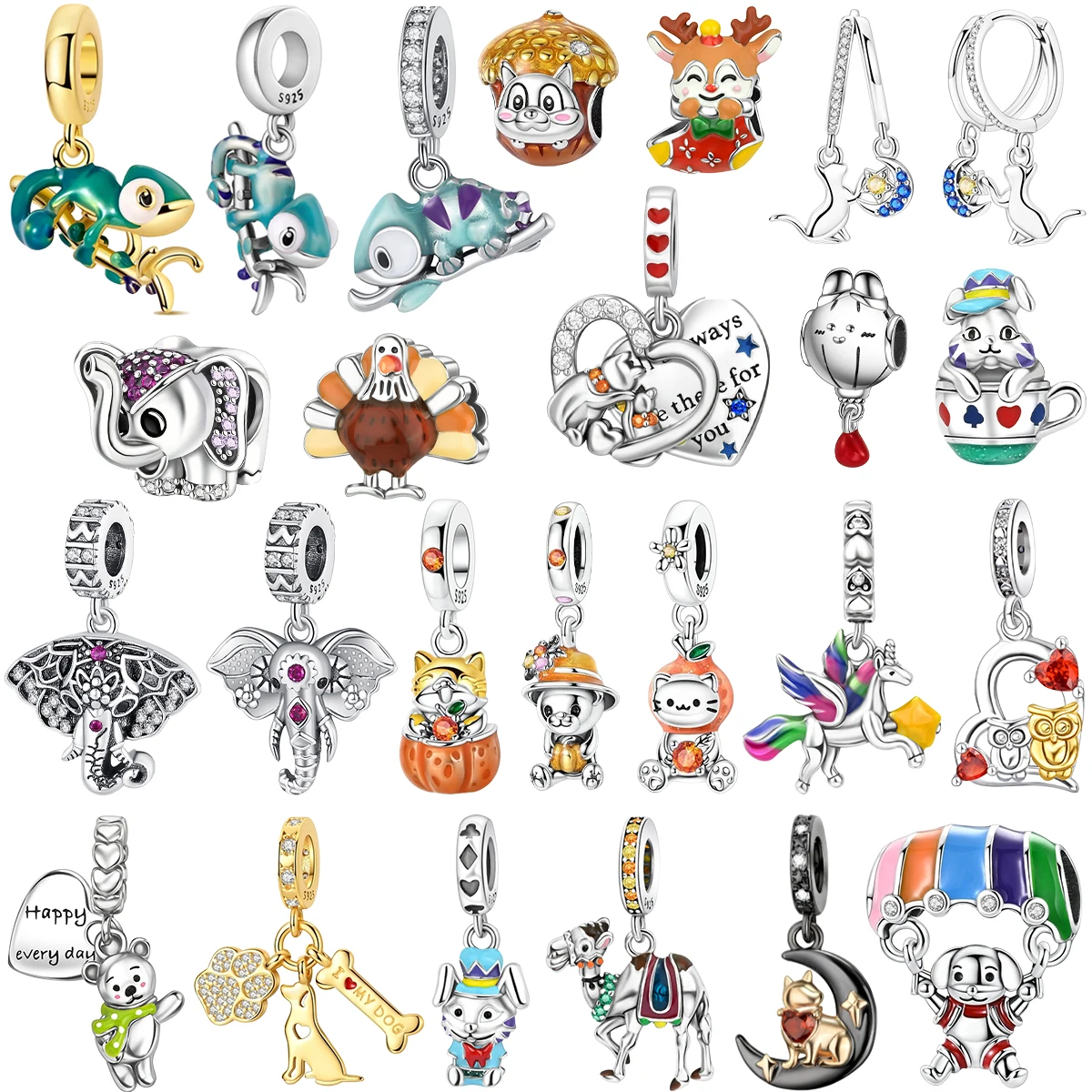 

Милые подвески в виде животных, подходят для оригинального браслета, ожерелья, серебра 925, слон, пингвин, подвески-хамелеоны, бусины, женские ювелирные изделия, подарок