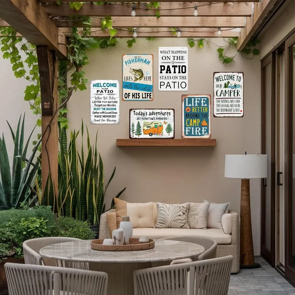 1 قطعة 8x12 بوصة خمر مضحك الصيد معدن القصدير تسجيل- "واحد غرامة صياد يعيش هنا مع صيد حياته" جدار الفن