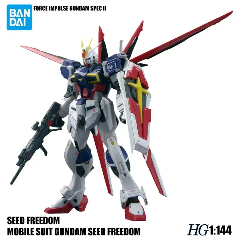 Hot Bandai Anime Gundam Set Seed Freedom Series Rg 1/144 Force Impulse Gundam Spec Action Doll Model Set Toy Children's Gifts