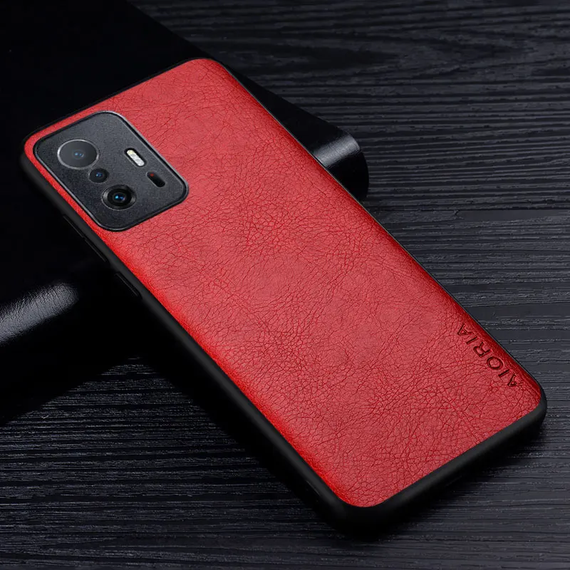 Funda de cuero de lujo para Xiaomi 11T Pro, estilo ejecutivo premium con patrón retro de lichi, cubierta trasera para xiaomi mi 11t pro 3