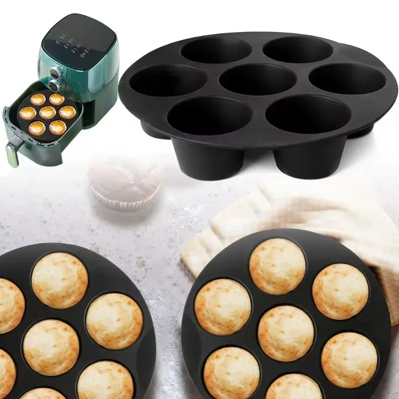 Air Fryer Accessories 7-hole Cake Mold Food Grade Baking Cake Silicone Microwave Oven Baking Mold