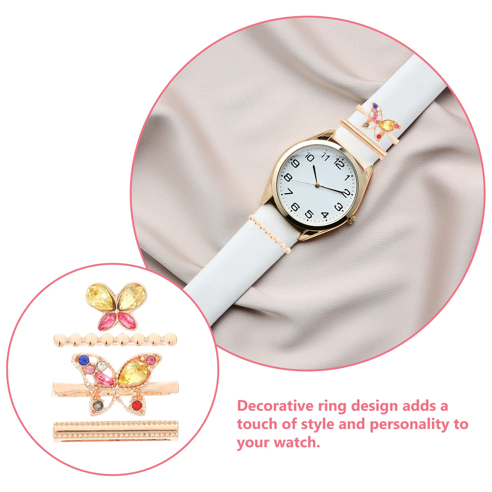 

1 set 1 Set Charms For Smartwatch Band Ring Loop Decoration Alloy Resin Watch Strap Accessories Diy Watchband Charm Decor Metal