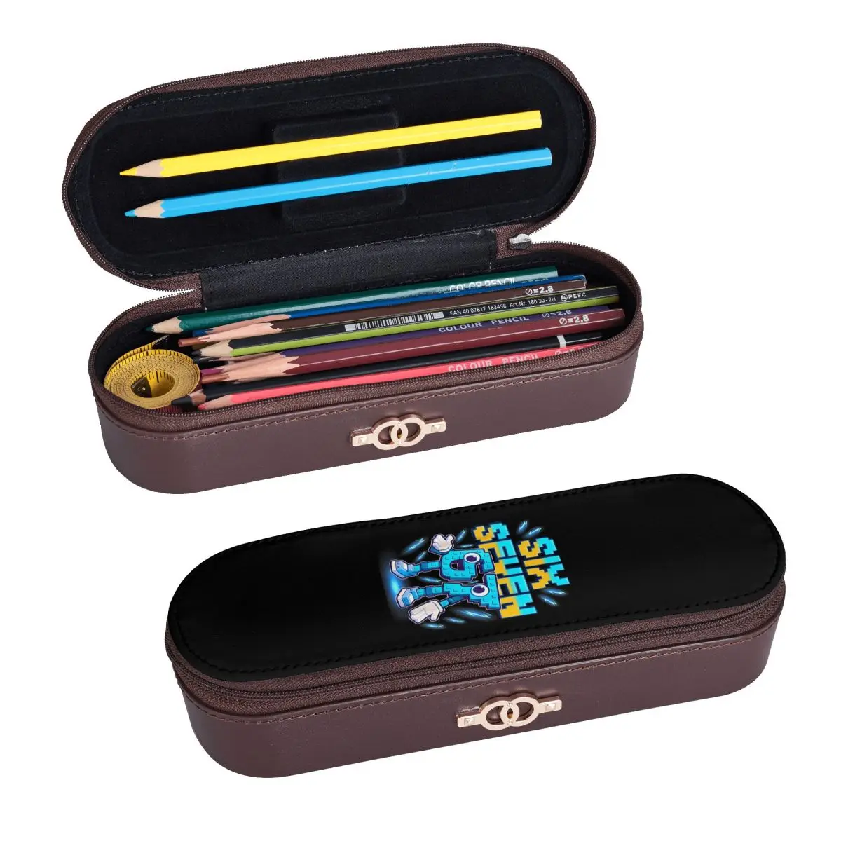 Number 67 Building Blocks PrintLeather Pencil Cases Pencil Pouch Storage Stationery Supplies Pen Box Pencil Bag for Kids Gifts
