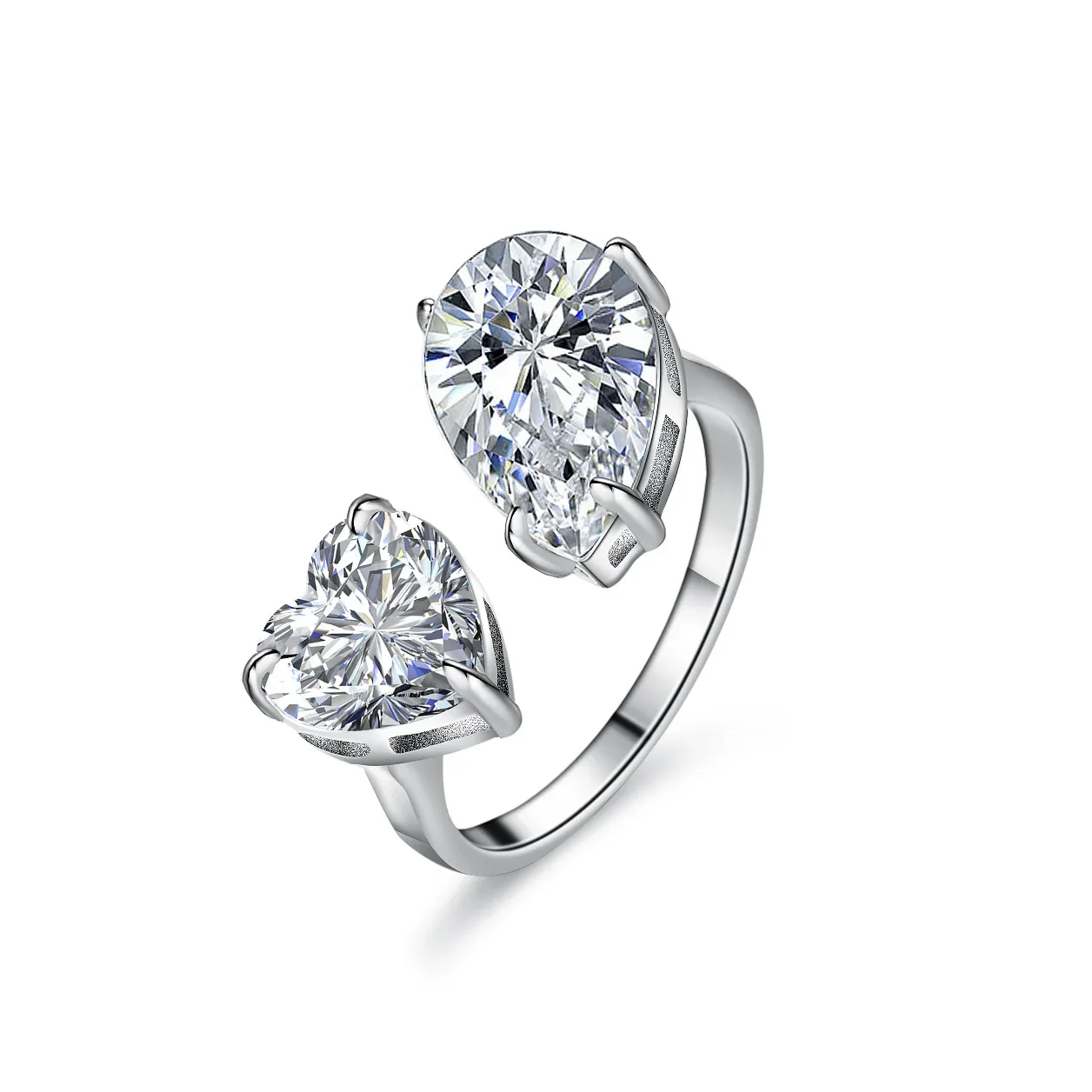 18K gold moissanite ring for women with special-shaped heart-shaped pear-shaped water drop PT950 platinum  6 carat ring