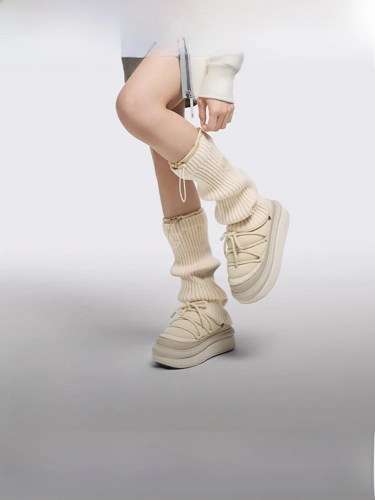 

Женские тапочки-слипоны из хлопка с толстой подошвой и узором из банановых листьев, нескользящие зимние сапоги-сноубутсы, легко надеваемые, для дома и улицы