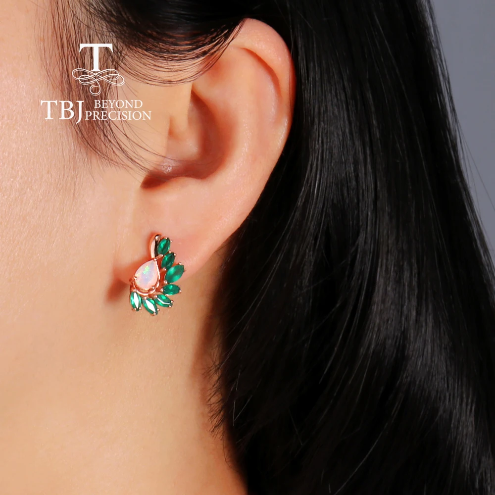 أقراط عقيق خضراء طبيعية للنساء ، أحجار كريمة من العقيق ، فضة إسترليني ، هدية أنيقة ونبيلة ، تصميم جناح دقيق