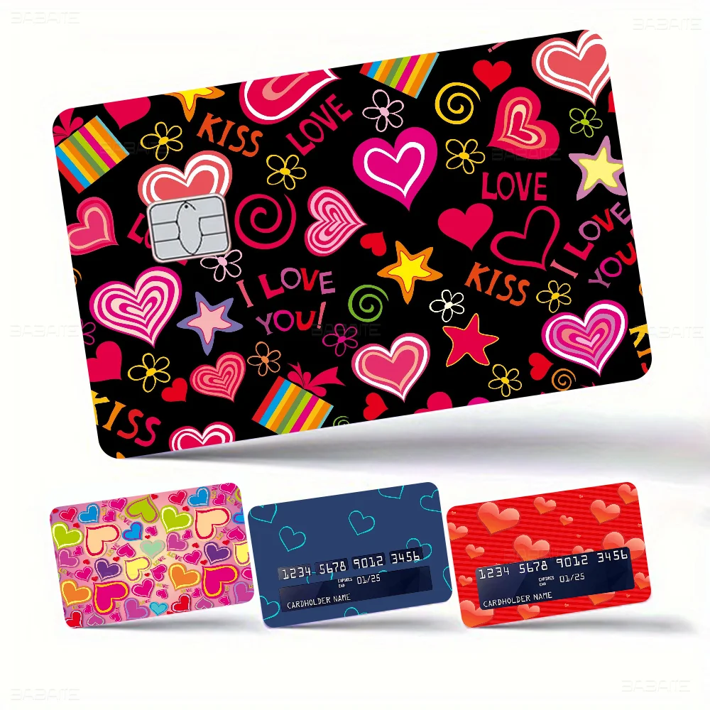 Loving Heart Anmie Sticker Film Skin Cover For Credit Card Debit Bank Card Front