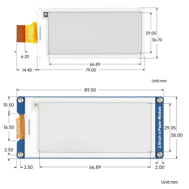 2.9inch E-Paper Display (G) 296x128 Red Yellow Black White E-Ink Screen SPI Interface E-Paper Module