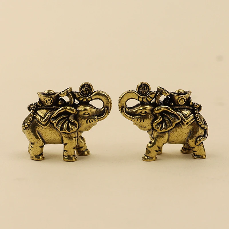 Brass Elephant Metal Figurines Auspicious Elephant Living Room Desk Decoration Mini Elephant Figurines Accessoires Miniatures