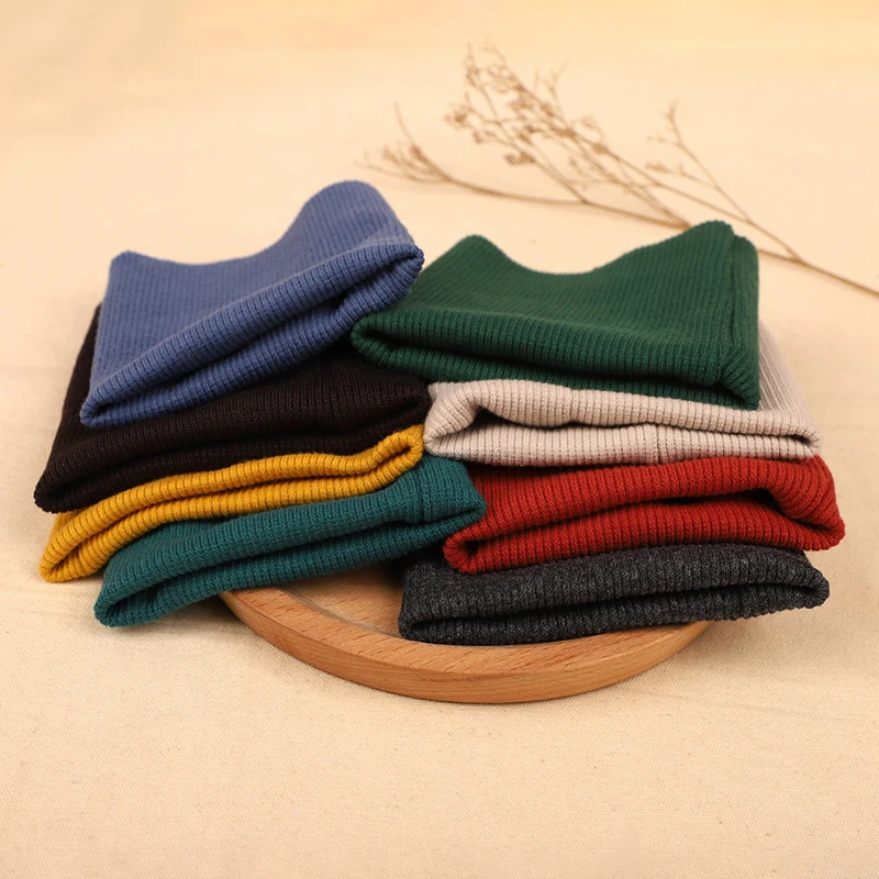 1PC Cotton Knitted Rib Fabric DIY Clothing Stretchy Threaded Leader Hem Lower Cuff Collar Pants Jacket Accessories Sewing