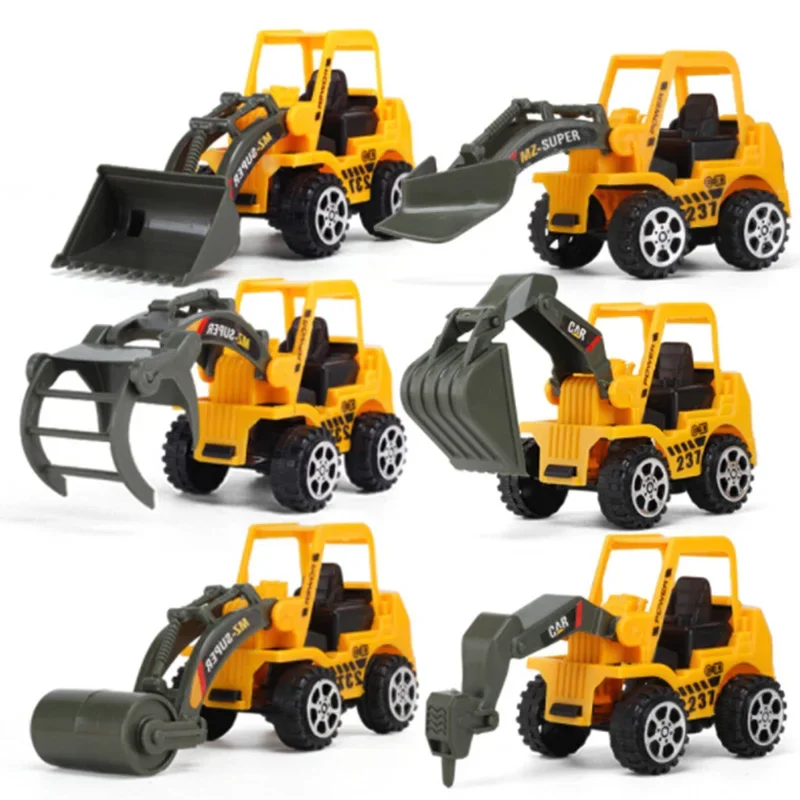 6pcs/set Diecast Engineering Truck Loader Tractor Excavator Construction Model Vehicle Classic Toy For Children Boy Gifts