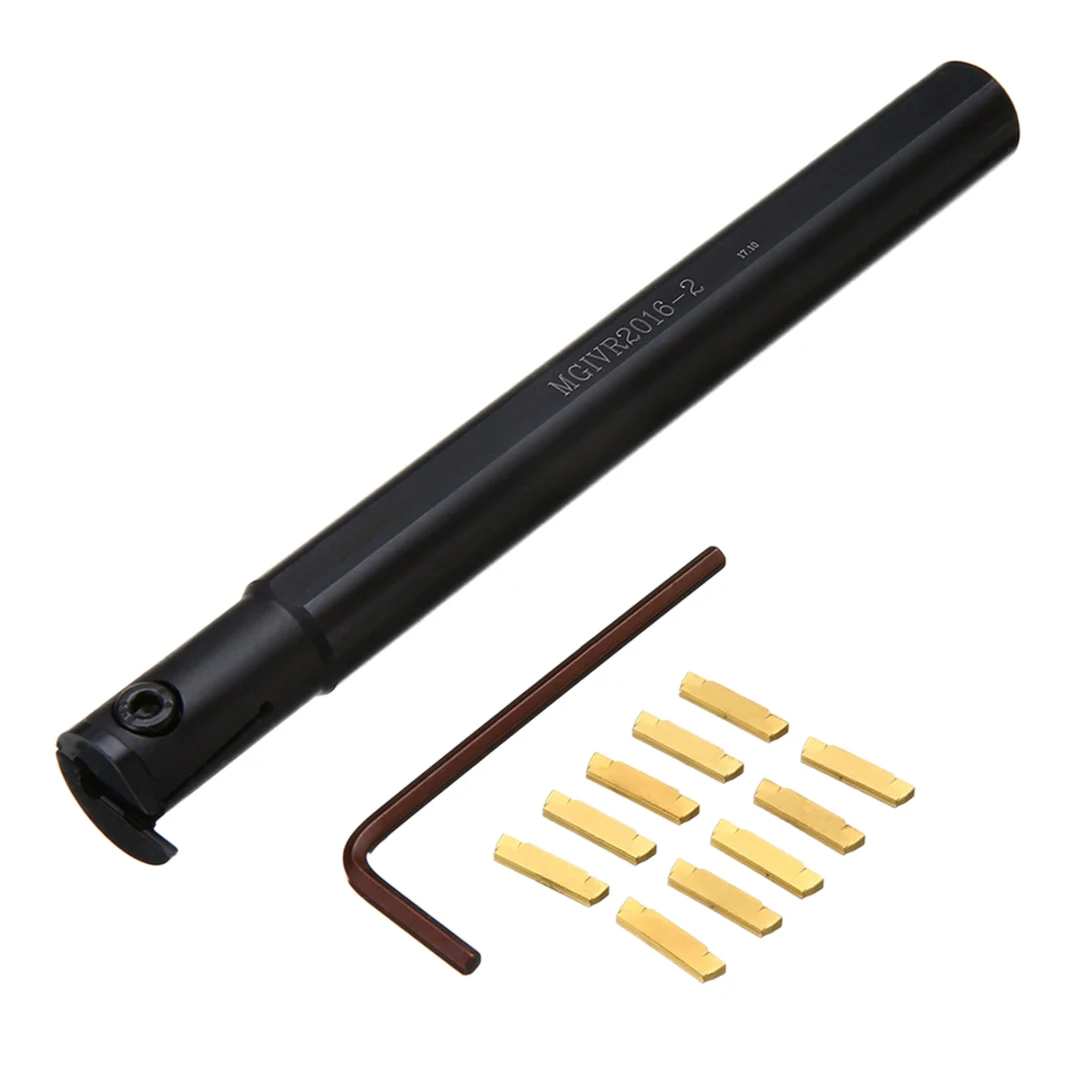 

LLCS-10Pc Mgmn200 Carbide Insert + 1Pc High Clamping Force Mgivr2016-2 Lathe Turning Tool + Wrench Machine Milling Cutter Access